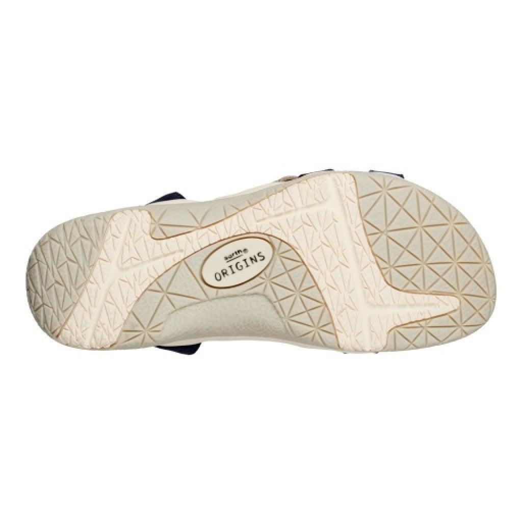 Earth Sterling Arch-Support Cushioned Strappy Women's Flat Sandal - Dark Blue - 5