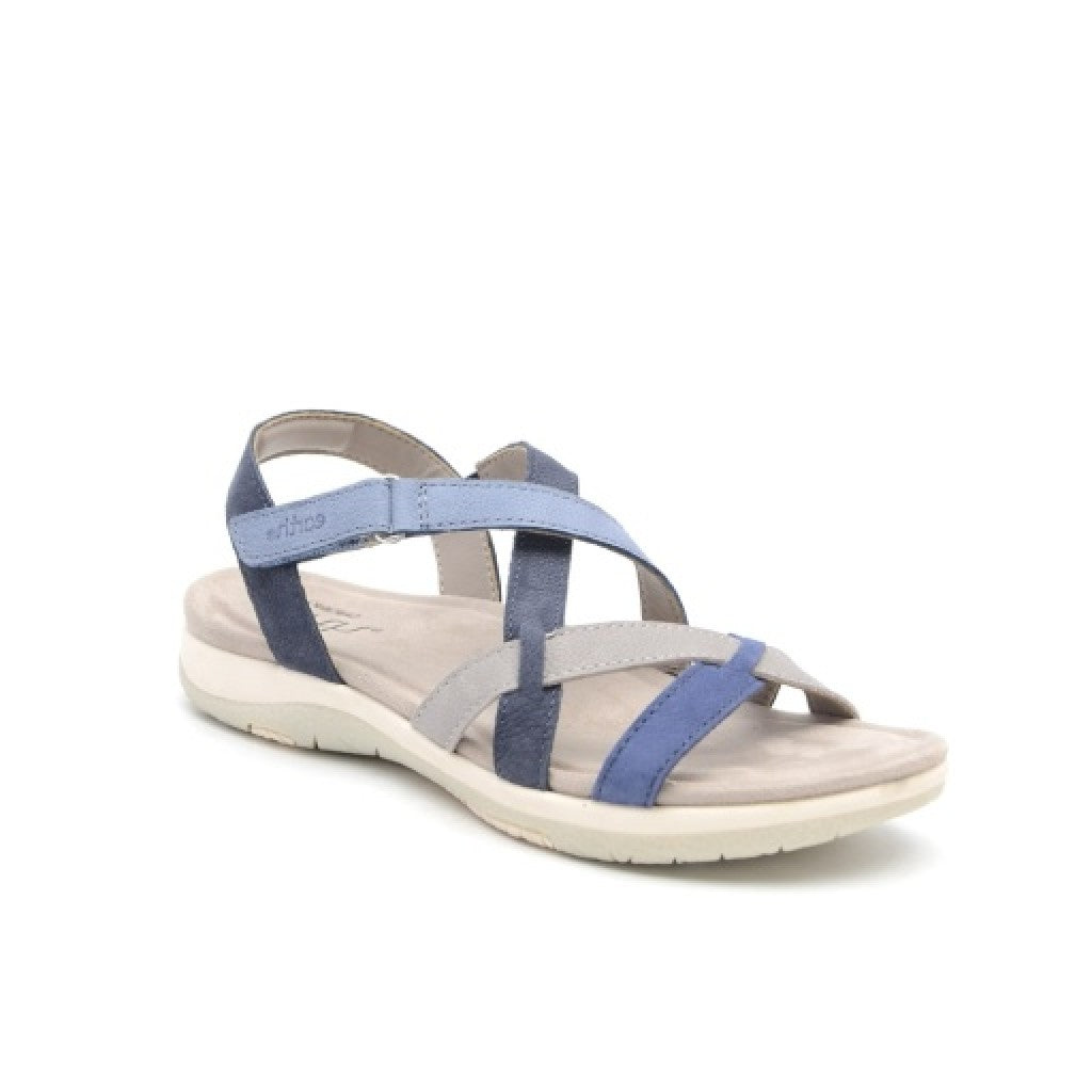 Earth Sterling Arch-Support Cushioned Strappy Women's Flat Sandal - Dark Blue - 8
