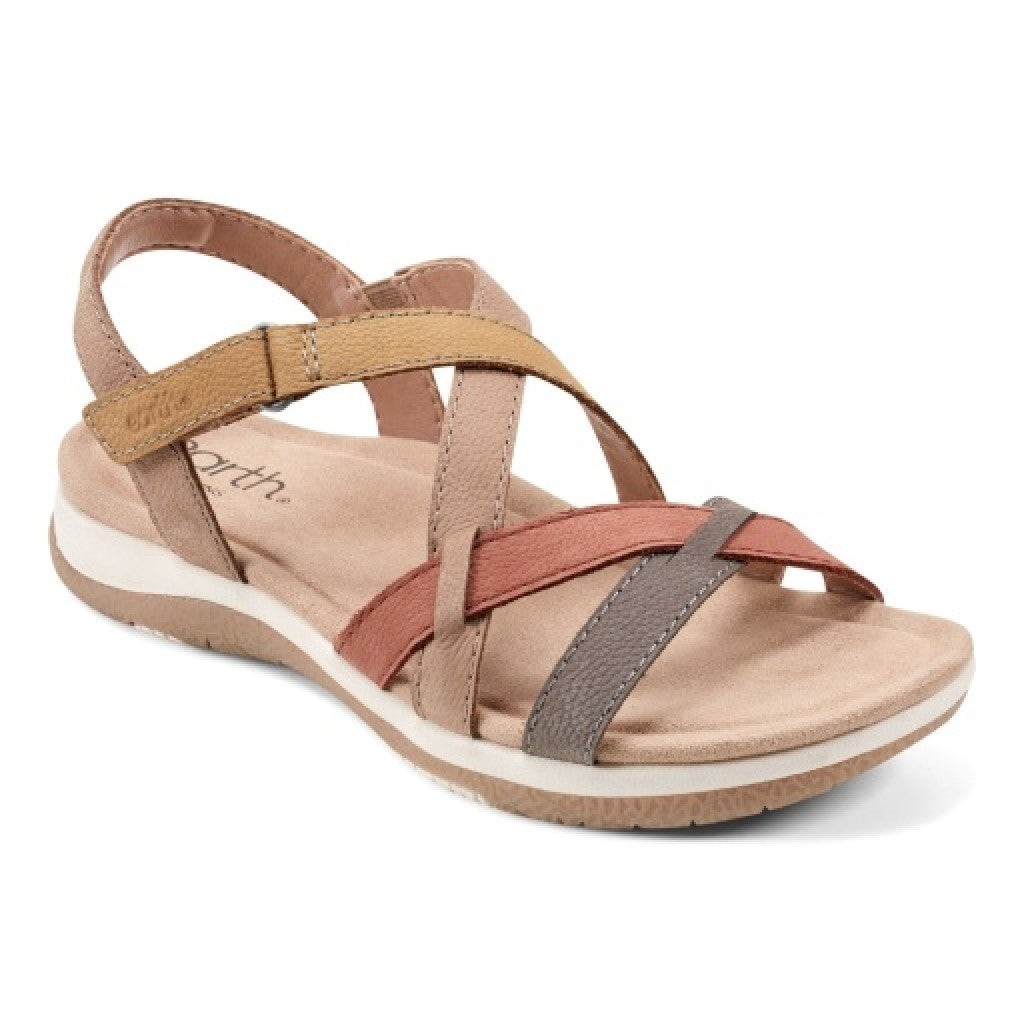 Earth Sterling Arch-Support Cushioned Strappy Women's Flat Sandal - Light Gray - 1