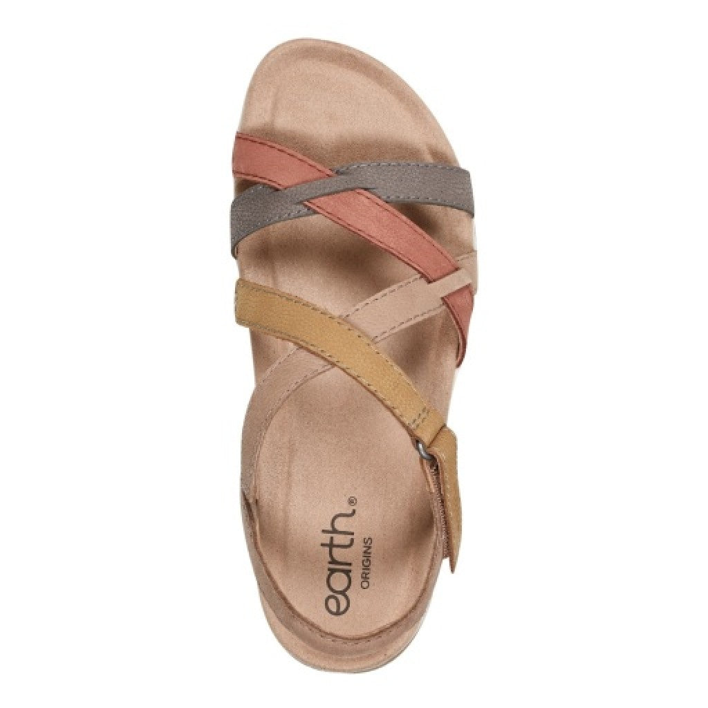 Earth Sterling Arch-Support Cushioned Strappy Women's Flat Sandal - Light Gray - 6