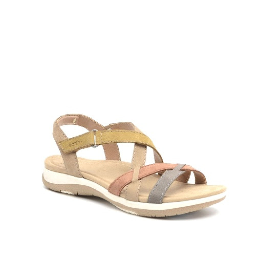 Earth Sterling Arch-Support Cushioned Strappy Women's Flat Sandal - Light Gray - 8