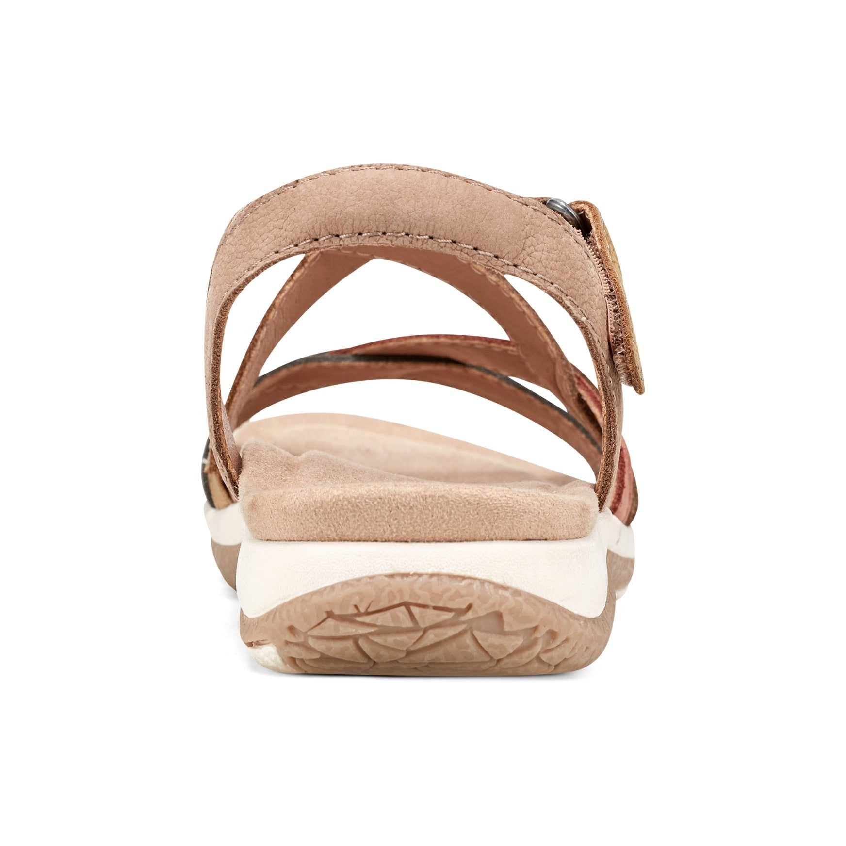 Earth Sterling Arch-Support Cushioned Strappy Women's Flat Sandal - Light Grey Multi Leather - 4