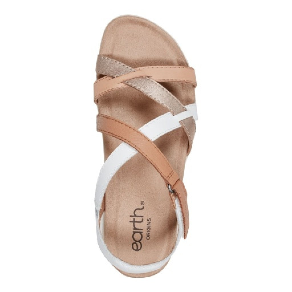 Earth Sterling Arch-Support Cushioned Strappy Women's Flat Sandal - Light Natural - 6