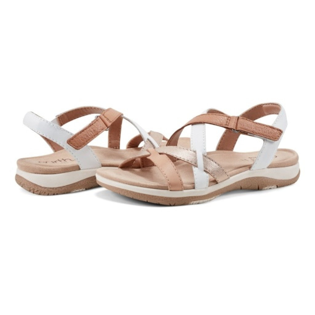 Earth Sterling Arch-Support Cushioned Strappy Women's Flat Sandal - Light Natural - 7