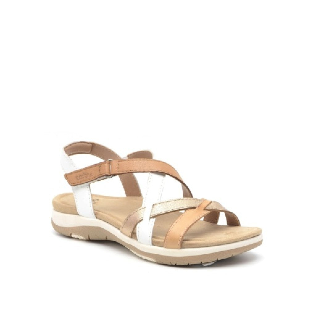 Earth Sterling Arch-Support Cushioned Strappy Women's Flat Sandal - Light Natural - 8
