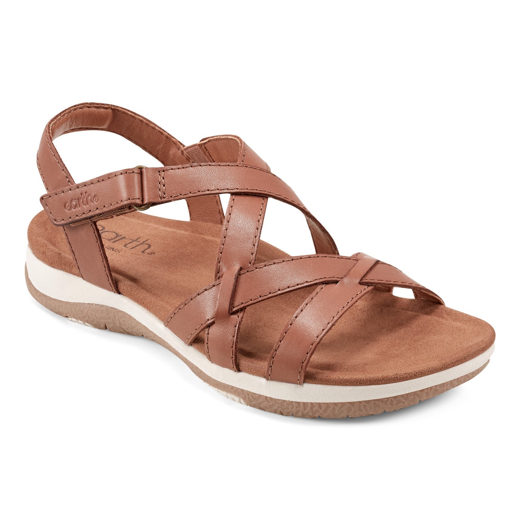Earth Sterling Arch-Support Cushioned Strappy Women's Flat Sandal - Medium Natural Leather - 2