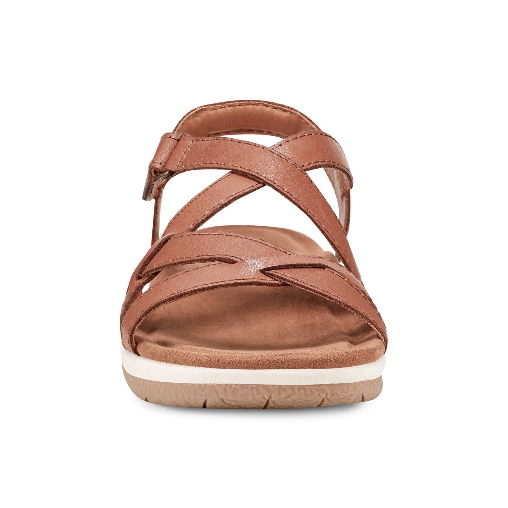 Earth Sterling Arch-Support Cushioned Strappy Women's Flat Sandal - Medium Natural Leather - 3