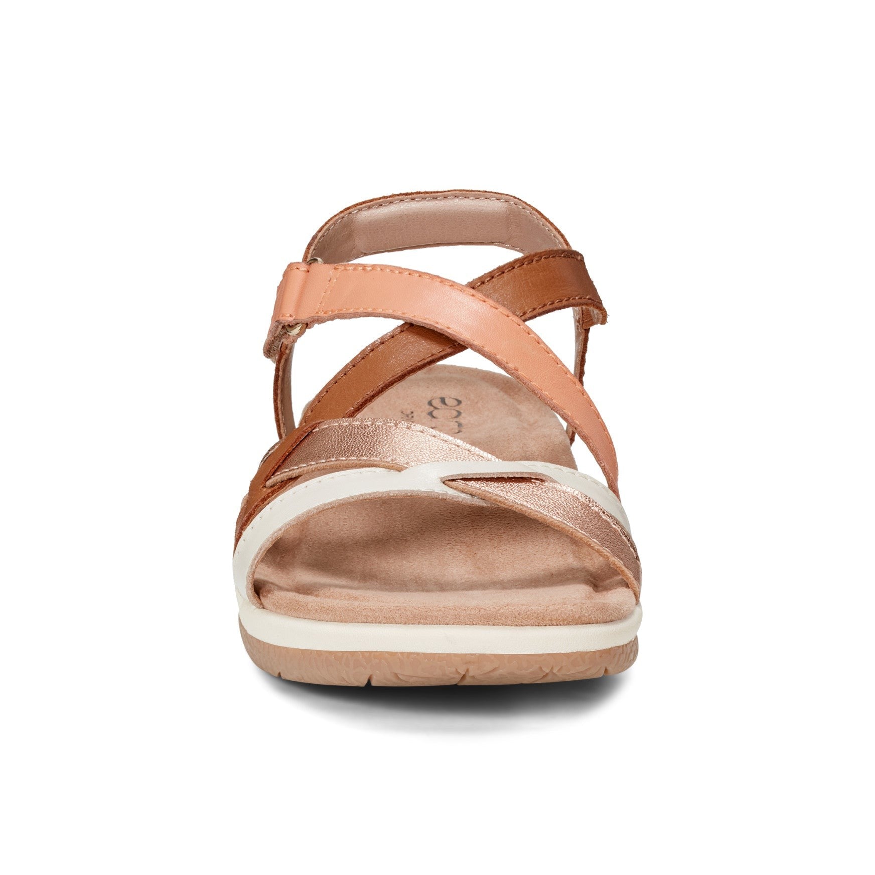 Earth Sterling Arch-Support Cushioned Strappy Women's Flat Sandal - Natural Multi Leather - 3