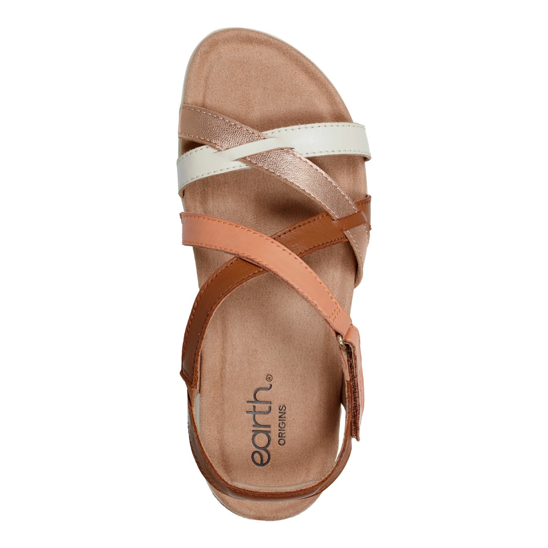 Earth Sterling Arch-Support Cushioned Strappy Women's Flat Sandal - Natural Multi Leather - 5
