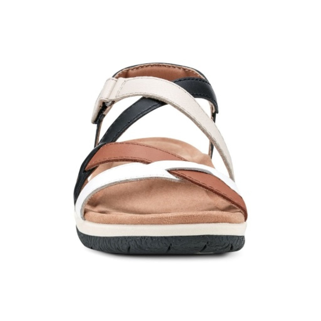 Earth Sterling Arch-Support Cushioned Strappy Women's Flat Sandal - White - 3