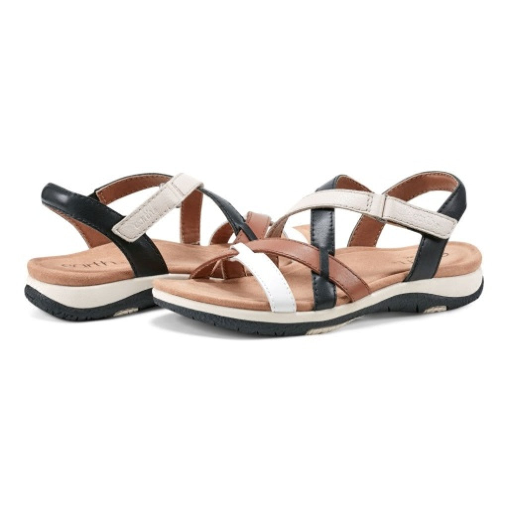 Earth Sterling Arch-Support Cushioned Strappy Women's Flat Sandal - White - 7