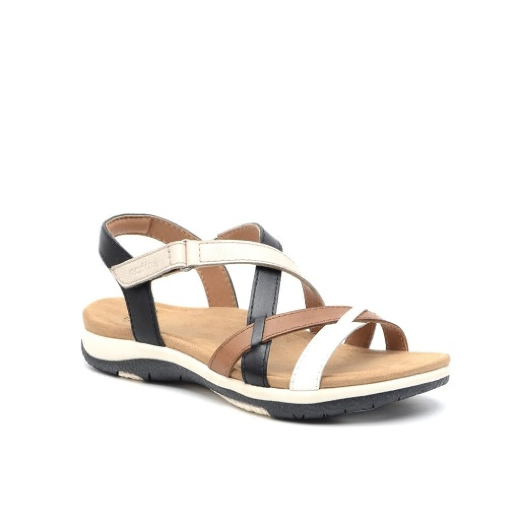 Earth Sterling Arch-Support Cushioned Strappy Women's Flat Sandal - White - 8