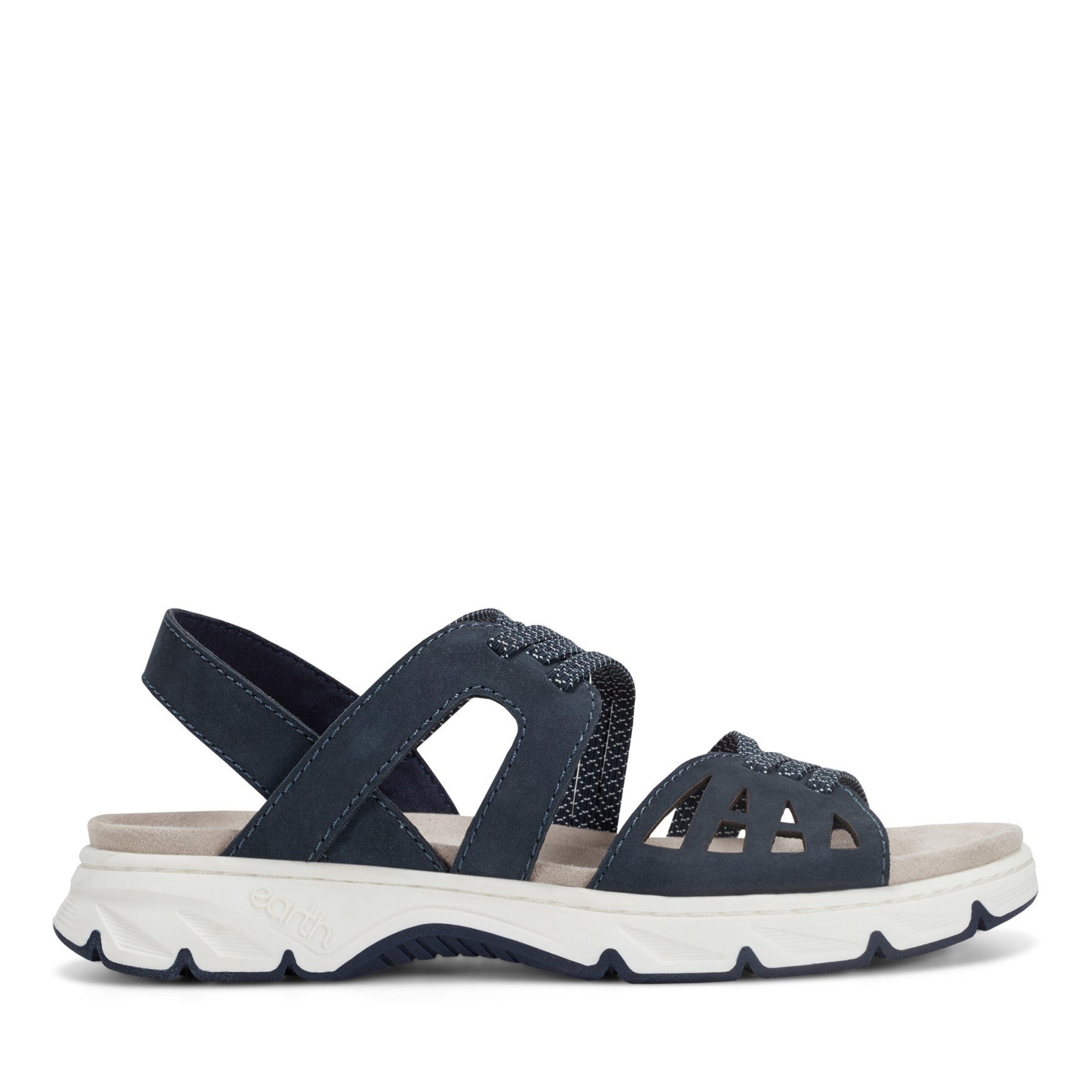 Earth Vernon Strappy Slingback Cushioned Arch Support Women's Casual Flat Sandal - Dark Blue - 1