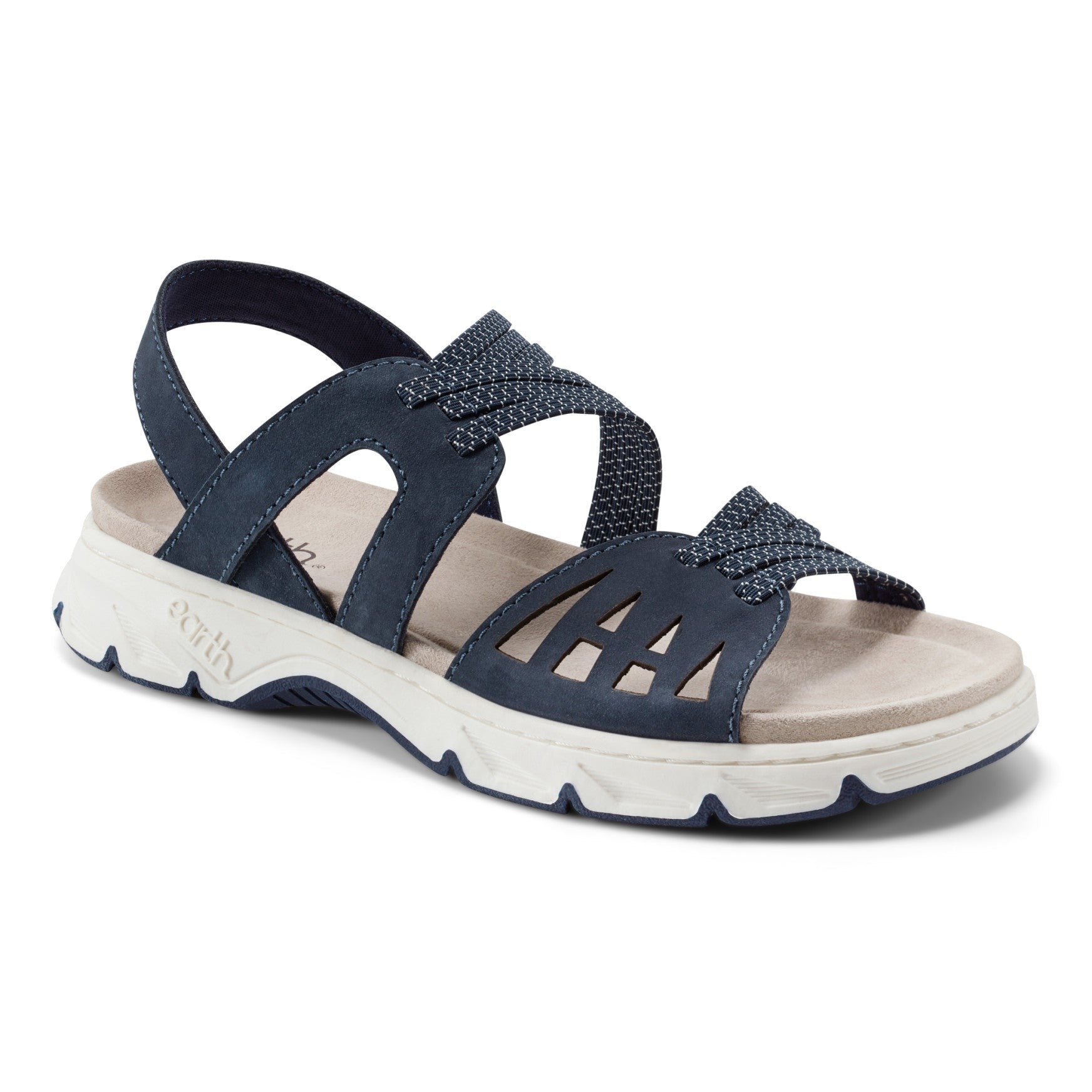 Earth Vernon Strappy Slingback Cushioned Arch Support Women's Casual Flat Sandal - Dark Blue - 2