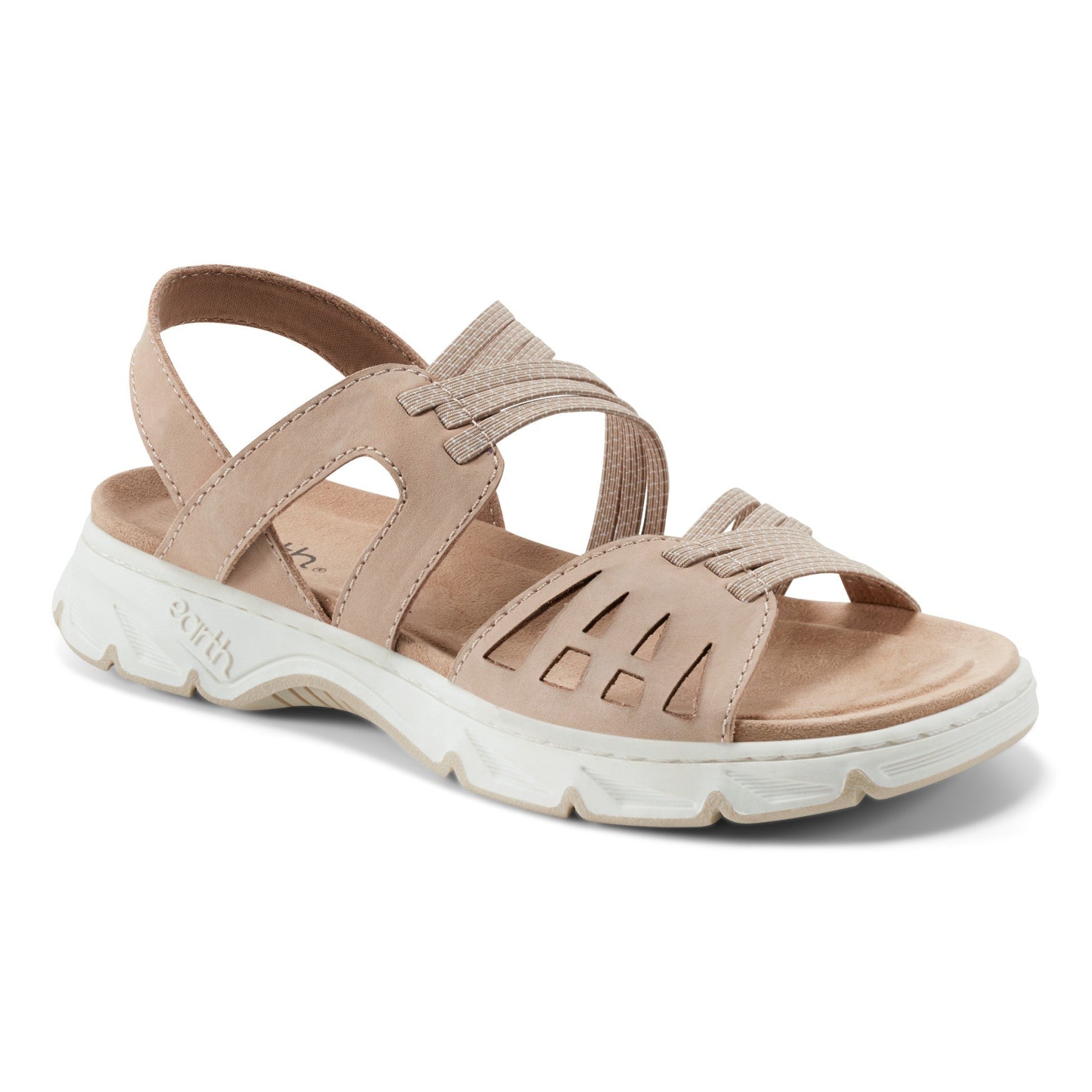 Earth Vernon Strappy Slingback Cushioned Arch Support Women's Casual Flat Sandal - Light Natural - 2