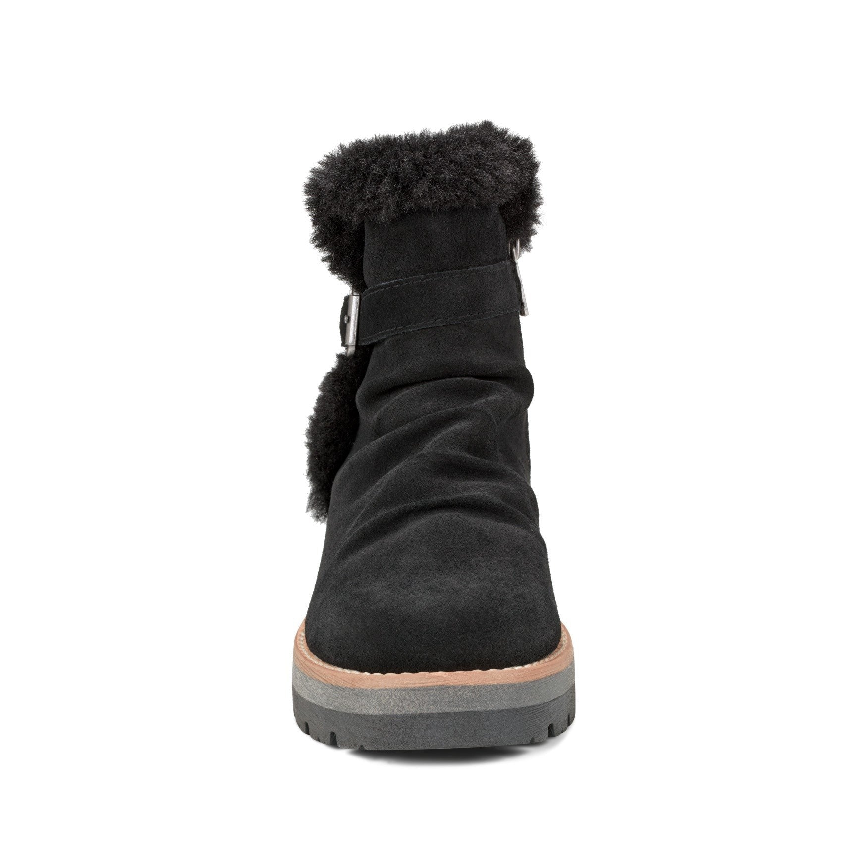 Earth Yara Waterproof Suede Lug-Sole Cushioned Support Women's Ankle Boot - Black Suede - 3
