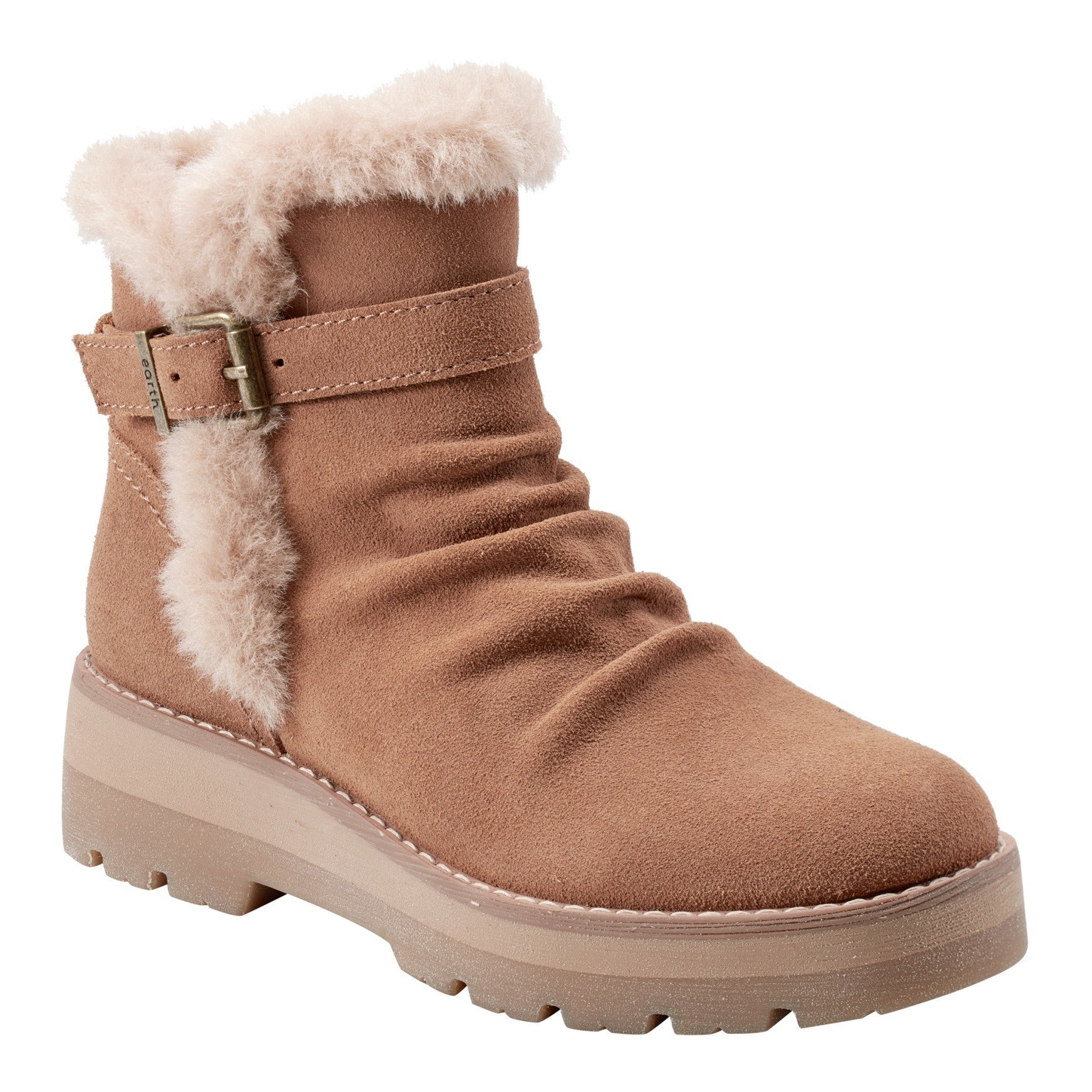Earth Yara Waterproof Suede Lug-Sole Cushioned Support Women's Ankle Boot - Medium Natural Suede - 2