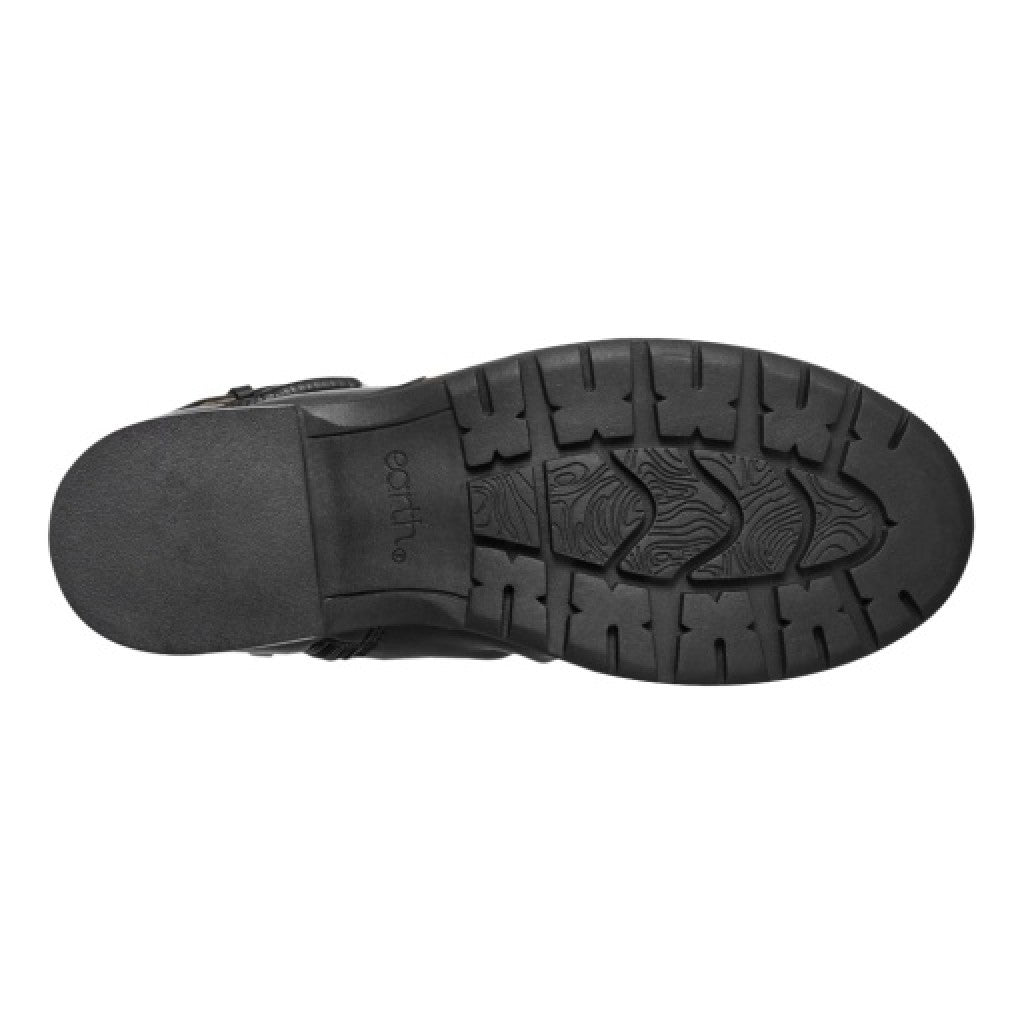 Earth Zane Suede Ruched Booties Cushioned Support Women's Booties - All Black - 5