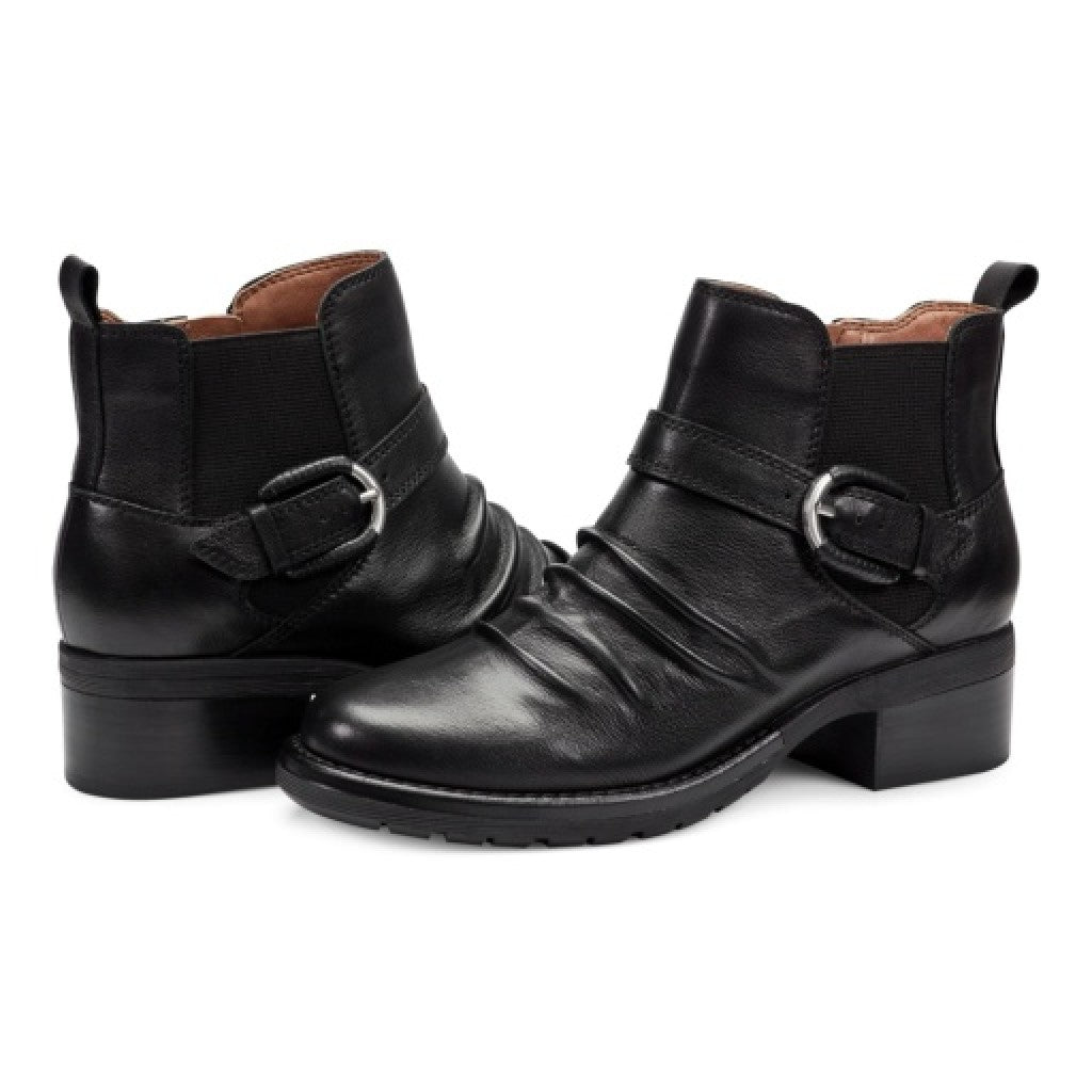 Earth Zane Suede Ruched Booties Cushioned Support Women's Booties - All Black - 7