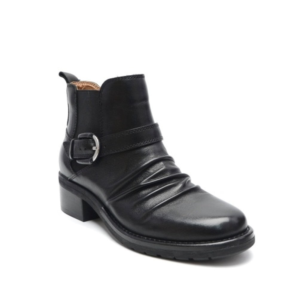 Earth Zane Suede Ruched Booties Cushioned Support Women's Booties - All Black - 8