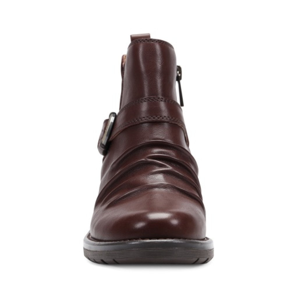 Earth Zane Suede Ruched Booties Cushioned Support Women's Booties - Dark Brown - 5