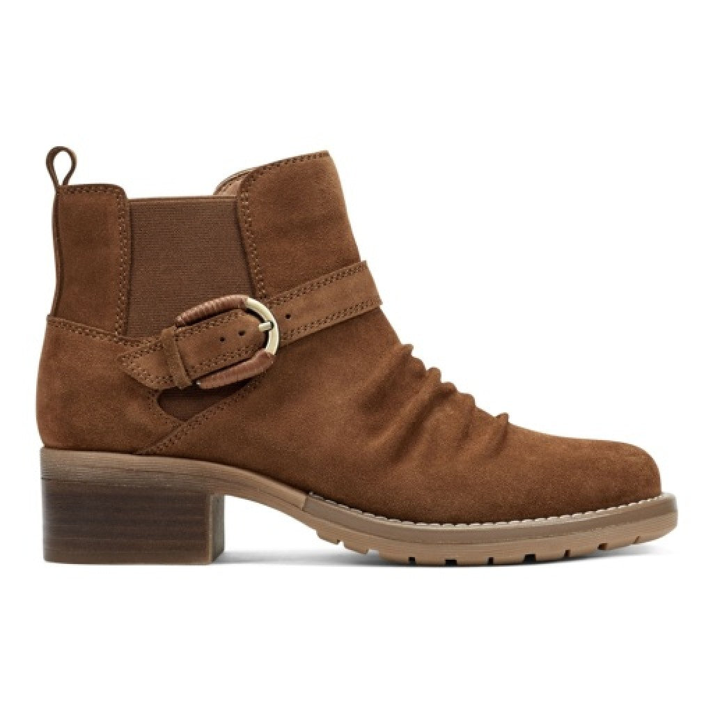 Earth Zane Suede Ruched Booties Cushioned Support Women's Booties - Medium Brown - 2