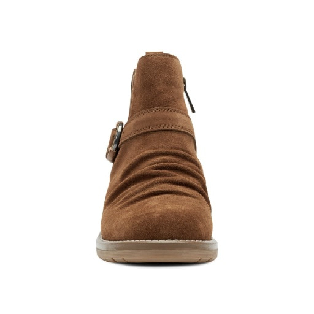 Earth Zane Suede Ruched Booties Cushioned Support Women's Booties - Medium Brown - 3