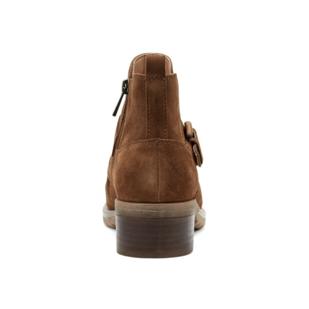 Earth Zane Suede Ruched Booties Cushioned Support Women's Booties - Medium Brown - 4