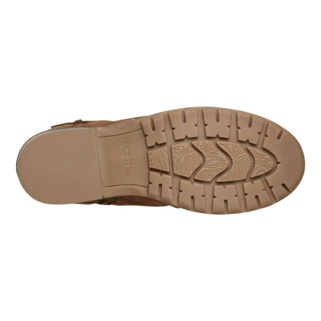 Earth Zane Suede Ruched Booties Cushioned Support Women's Booties - Medium Brown - 5