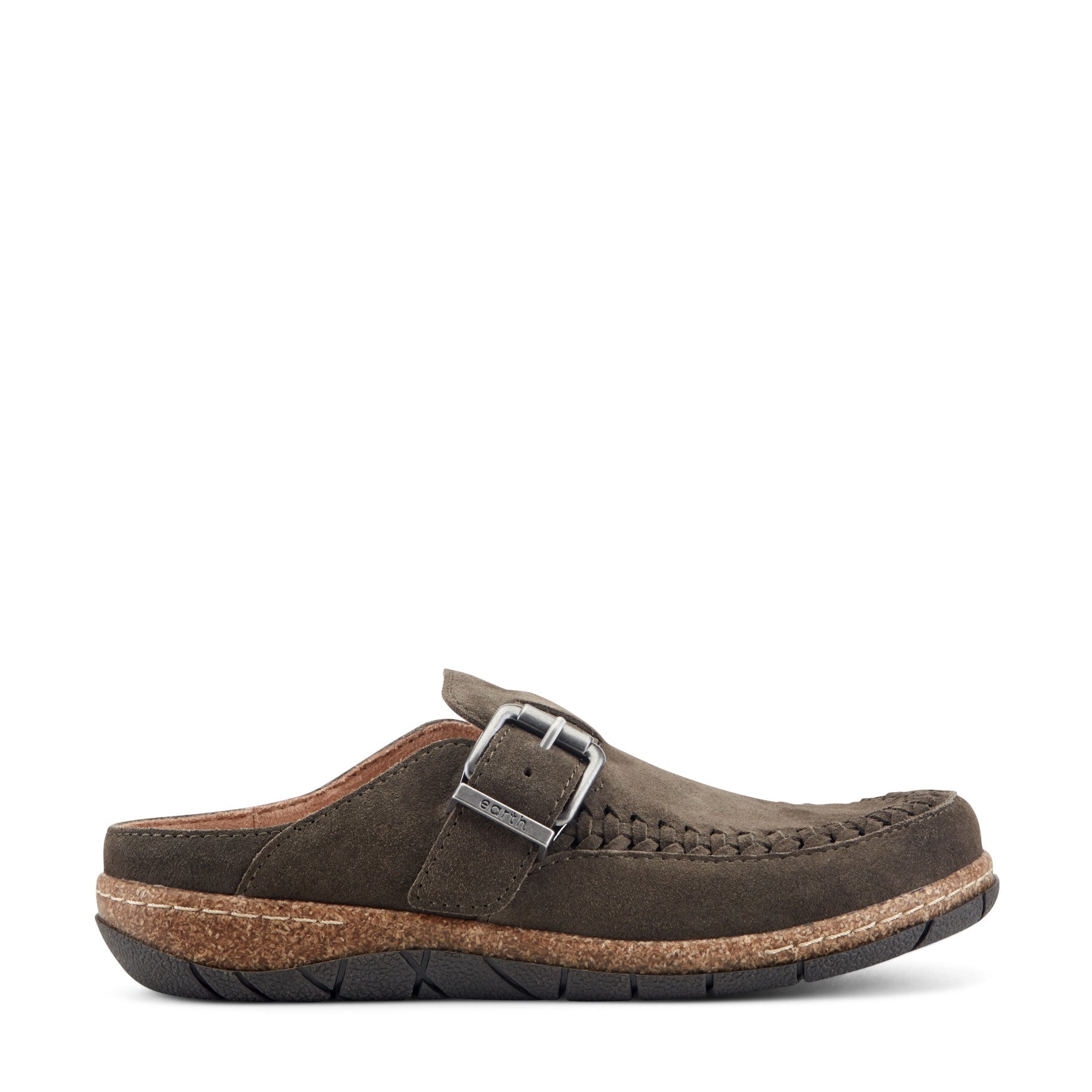 Earth Eileen Women's Cushioned Braided Suede Clogs - Dark Green Suede - View 1