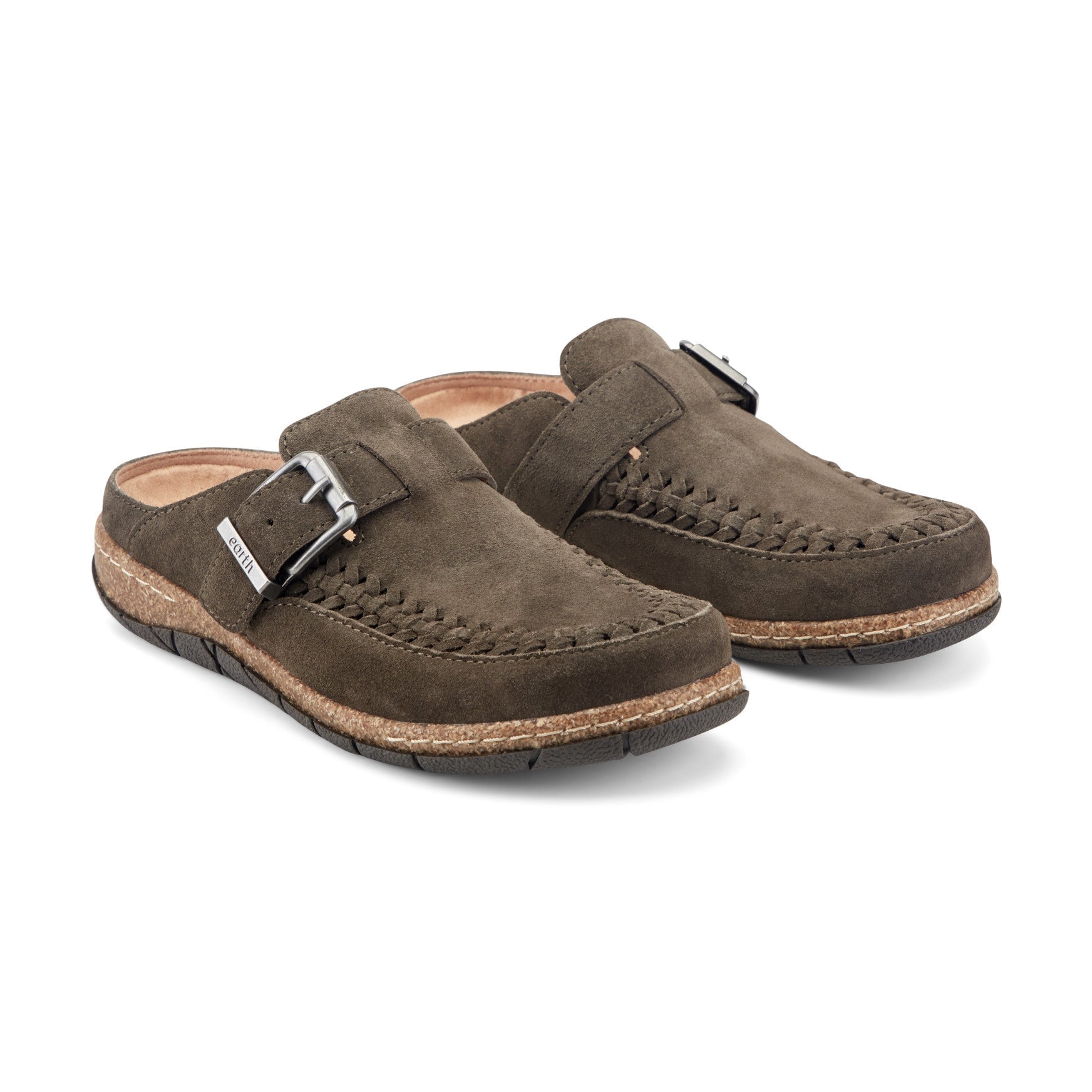 Earth Eileen Women's Cushioned Braided Suede Clogs - Dark Green Suede - View 2