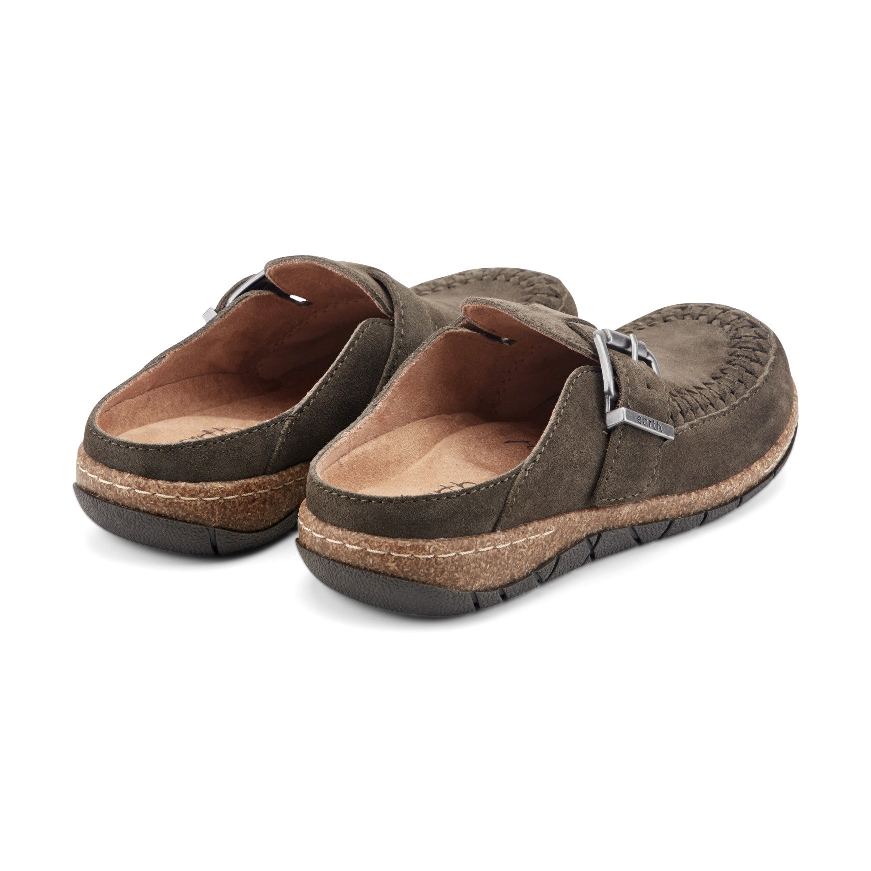 Earth Eileen Women's Cushioned Braided Suede Clogs - Dark Green Suede - View 3