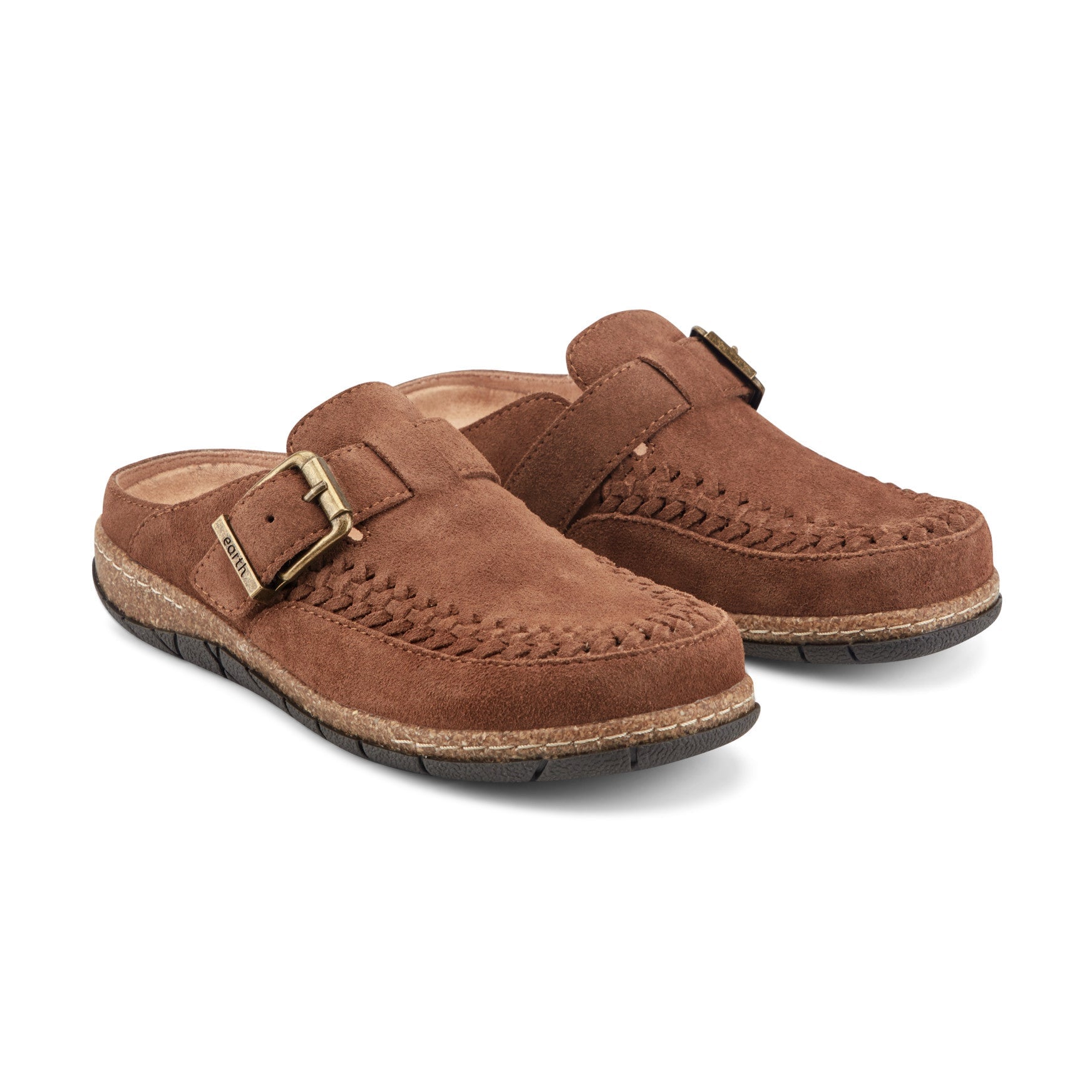 Earth Eileen Women's Cushioned Braided Suede Clogs - Medium Brown Suede - View 2