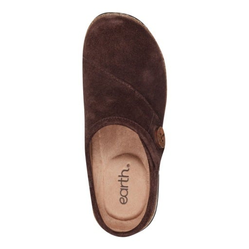 Earth Ezra Slip-On Cushioned Arch Support Women's Mules & Loafers Dark Brown Suede 6
