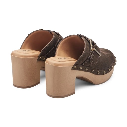 Earth Gilly Women's Heeled Suede Clogs - Dark Brown - View 3