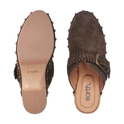 Earth Gilly Women's Heeled Suede Clogs - Dark Brown - View 5