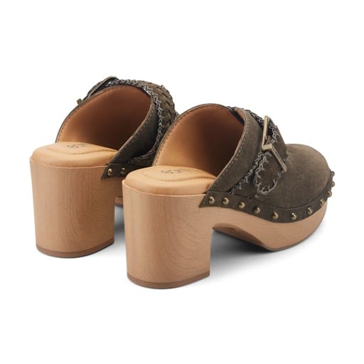 Earth Gilly Women's Heeled Suede Clogs - Dark Green - View 3