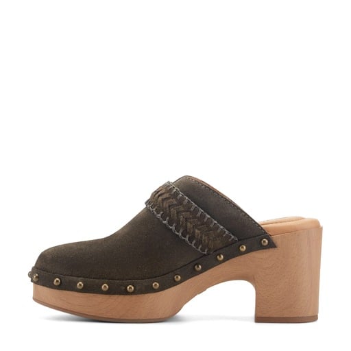 Earth Gilly Women's Heeled Suede Clogs - Dark Green - View 4