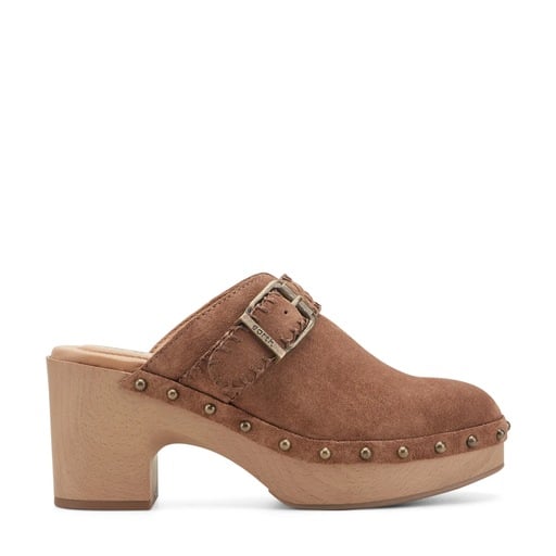 Earth Gilly Women's Heeled Suede Clogs - Medium Brown - View 1