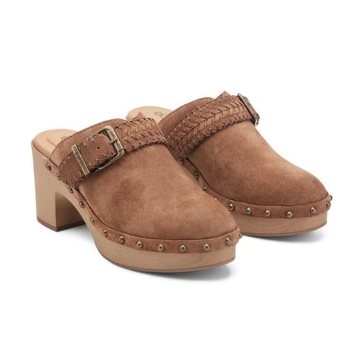 Earth Gilly Women's Heeled Suede Clogs - Medium Brown - View 2