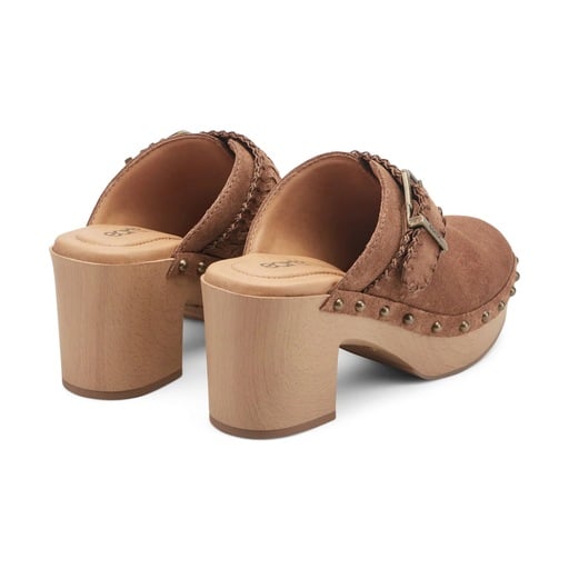Earth Gilly Women's Heeled Suede Clogs - Medium Brown - View 3