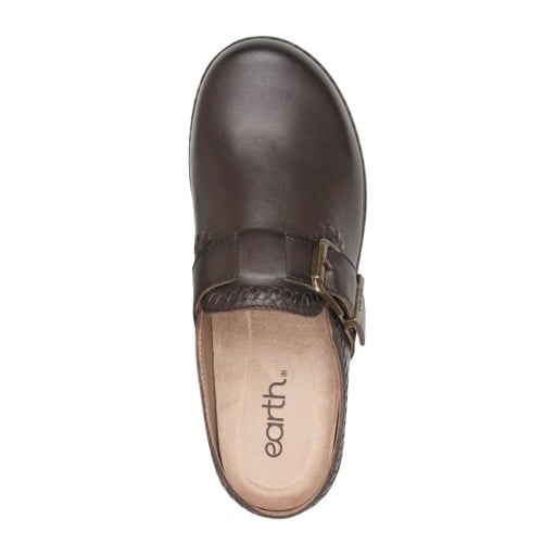 Earth Kay Classic Comfort Clog Cushioned Arch Support Women's Mule Dark Brown Smooth, view 5
