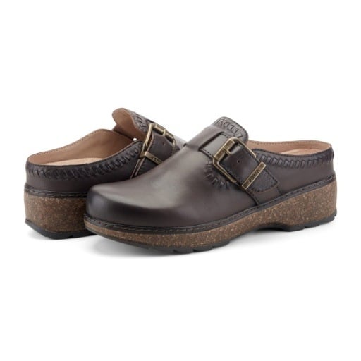 Earth Kay Classic Comfort Clog Cushioned Arch Support Women's Mule Dark Brown Smooth, view 6