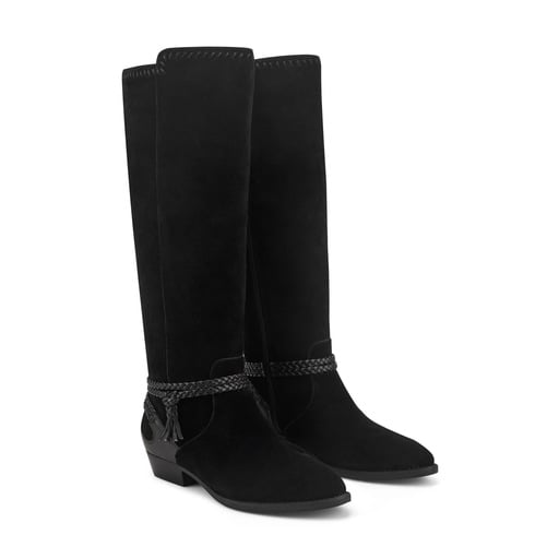 Earth Perla Women's Suede Riding Boots - Black - View 2