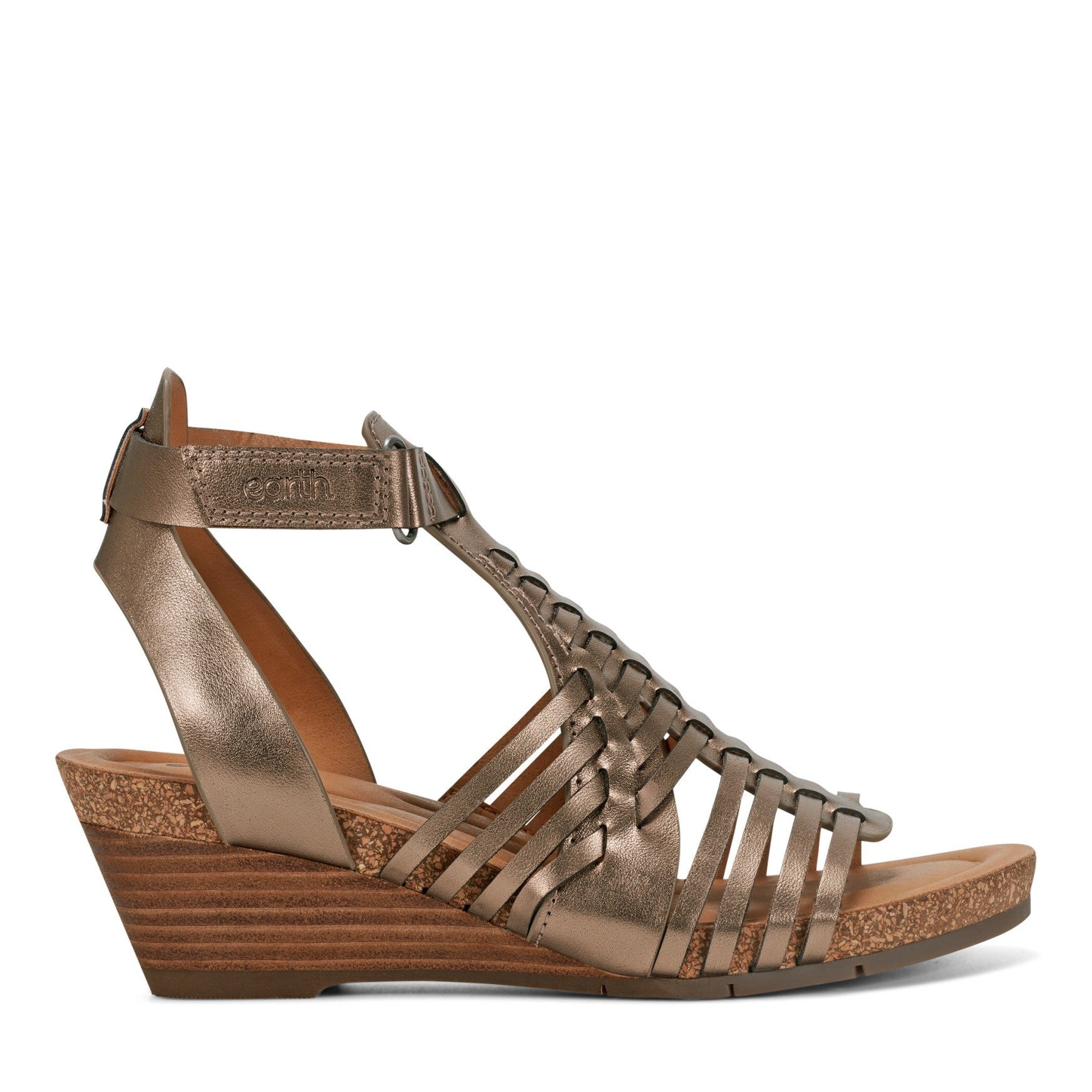 earth Hattie Round Toe Strappy Wedge Sandal - Cushioned Arch Support Women's Wedge Sandal