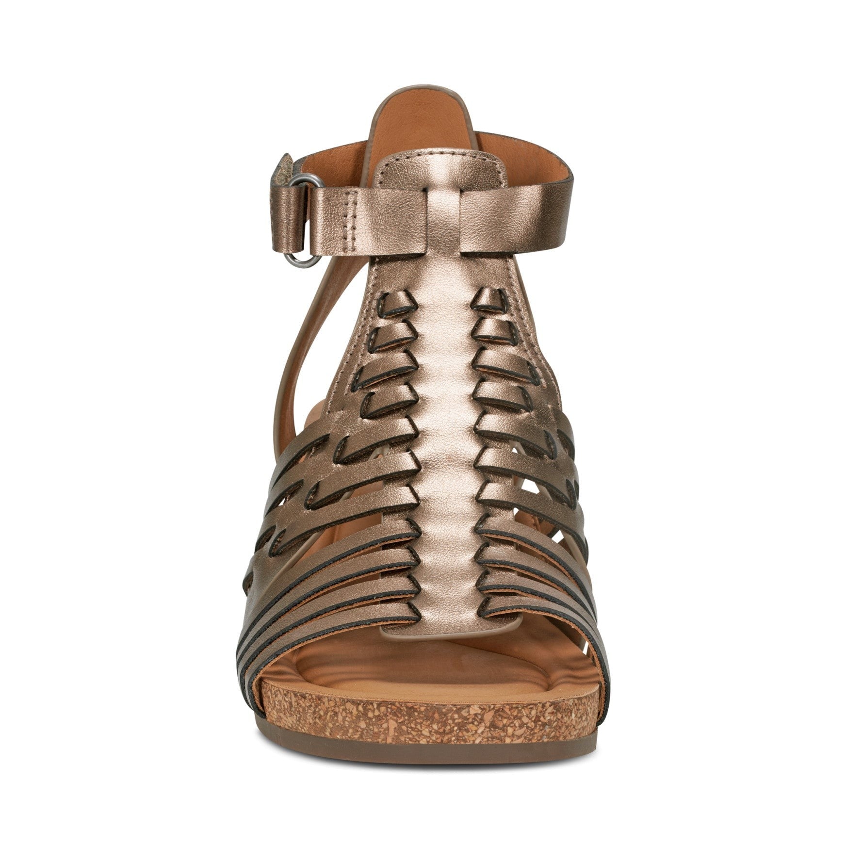 earth Hattie Round Toe Strappy Wedge Sandal - Cushioned Arch Support Women's Wedge Sandal - Pewter - 3