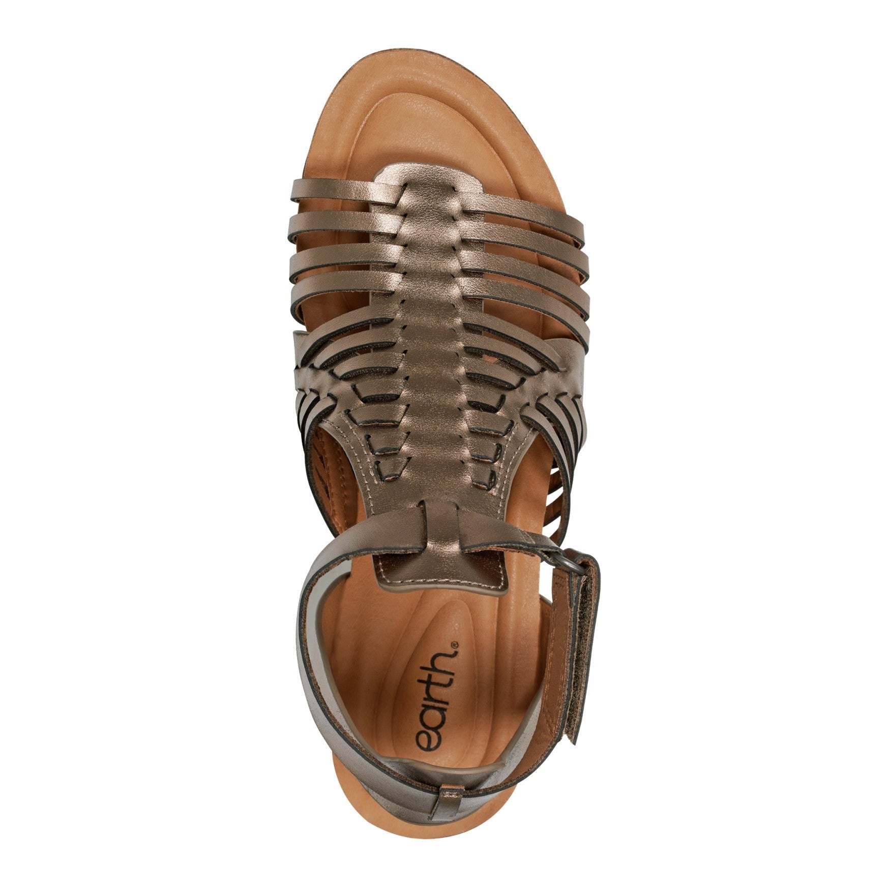 earth Hattie Round Toe Strappy Wedge Sandal - Cushioned Arch Support Women's Wedge Sandal - Pewter - 5
