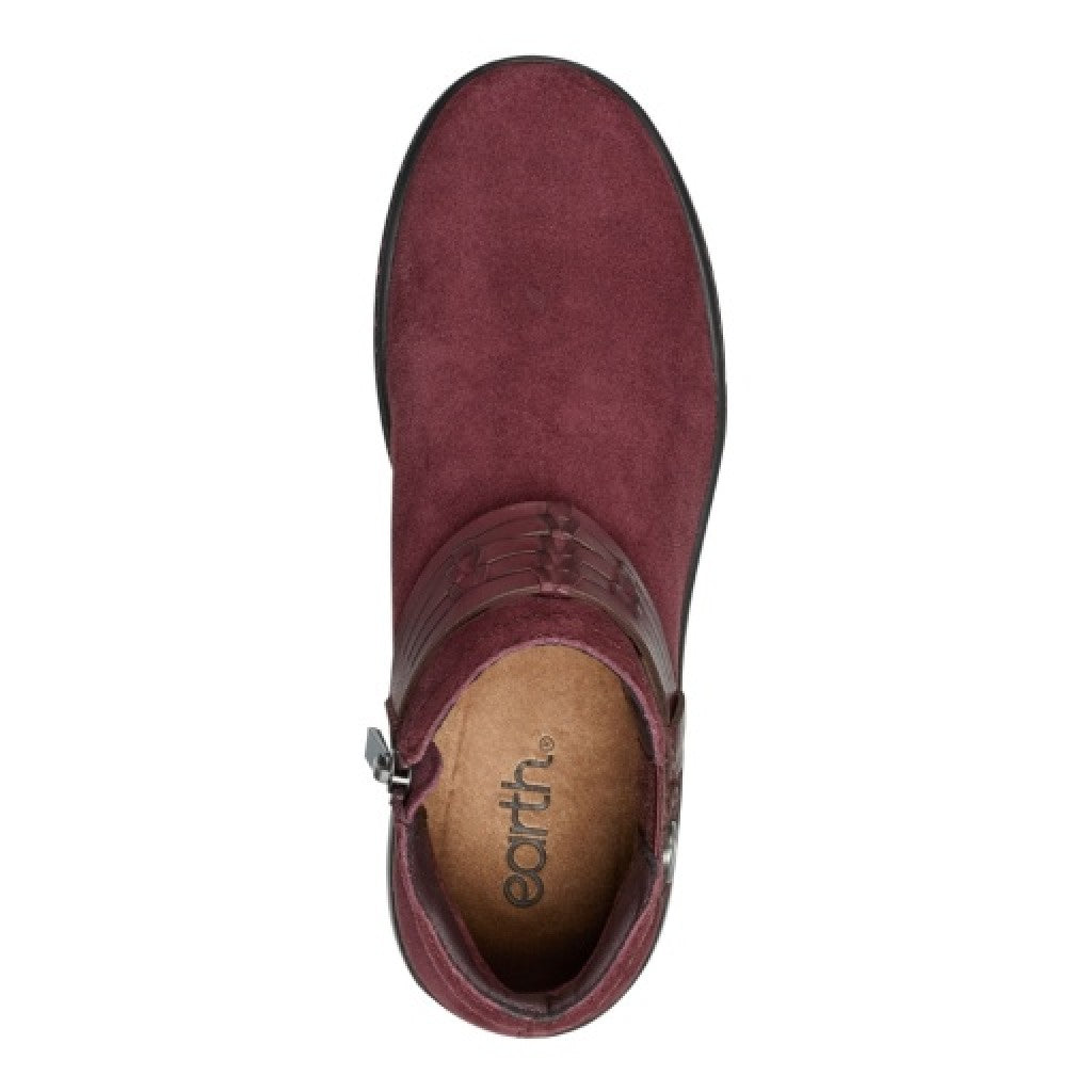 earth Synal Cushioned Arch Support Women's Casual Bootie - Dark Red - 6