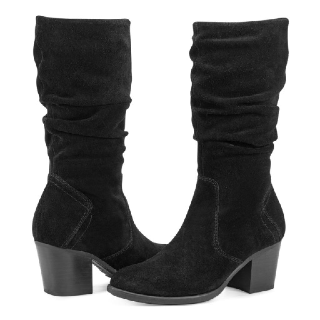 earth Vine Block Heel Almond Toe Casual Boot - Women's Cushioned Boot - Black - 7