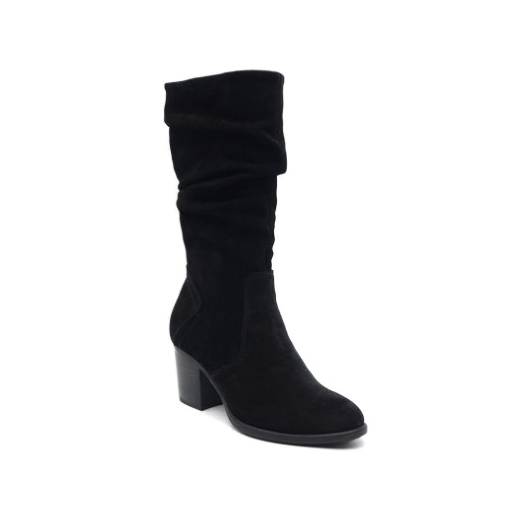 earth Vine Block Heel Almond Toe Casual Boot - Women's Cushioned Boot - Black - 8